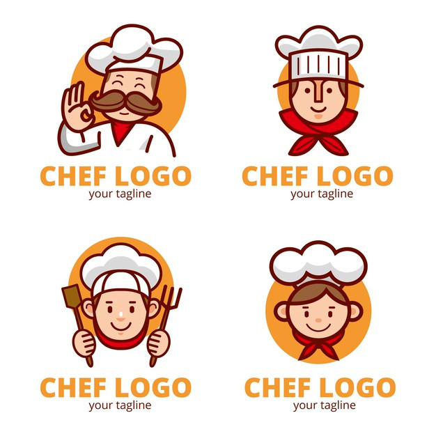 餐饮厨师吉祥物logo标志矢量图素材