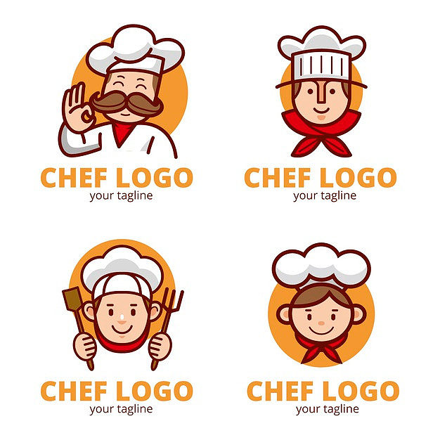 餐饮厨师吉祥物logo标志矢量图素材